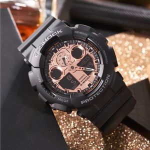 CASIO G-Shock Mens BlackRose Gold Analog/Digital Combo GA-100MMC-1A